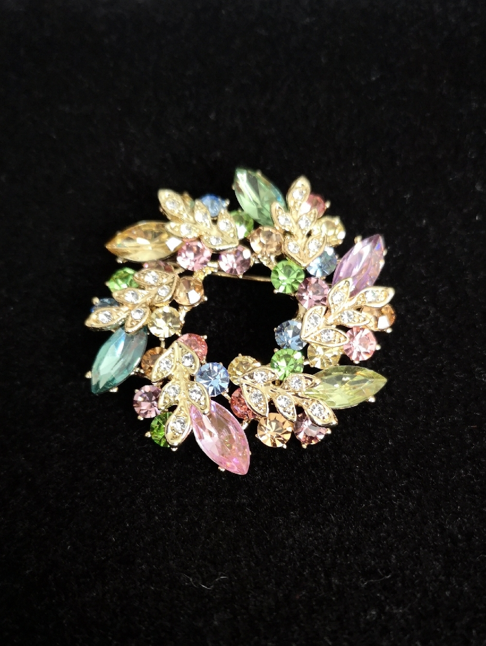 Gorgeous Estate Jewelry Spring Bouquet Brooch Pendant Glass & Rhinestones Bling